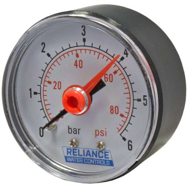 Advanced Water Reliance Water Controls 0-6 Bar 50Mm Dial Gauge With 1/4Inch Rear Connection Gage250001 520-188-0001