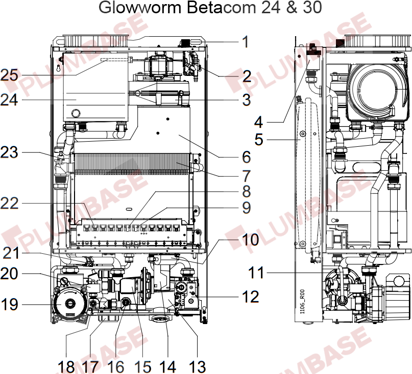 Glowworm Betacom 30 exploded views and parts list