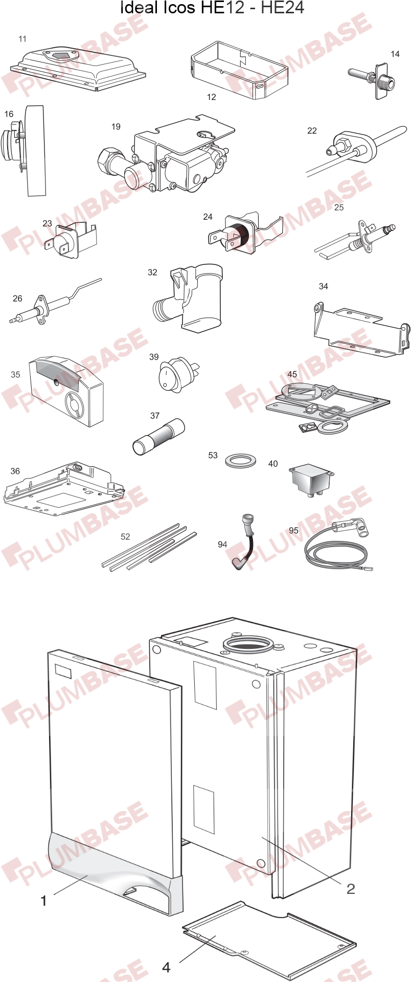 Ideal Icos HE24 exploded views and parts list