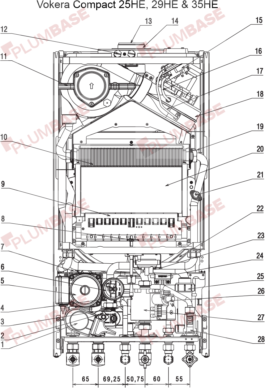 Vokera Compact 29HE exploded views and parts list