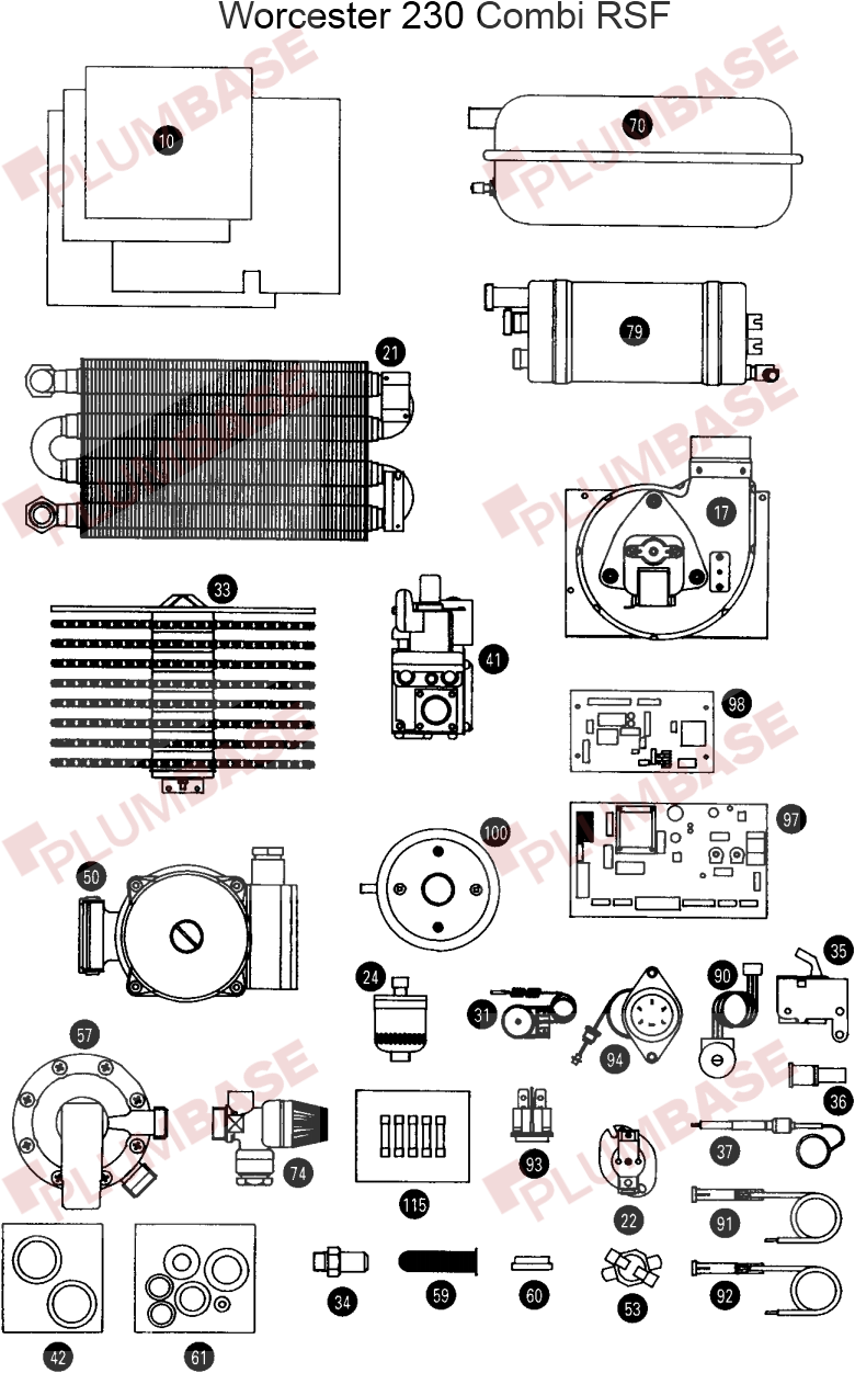 Worcester 230 RSF & 240 RSF Kessellüfterbaugruppe (SSA6072/9) 87161205670