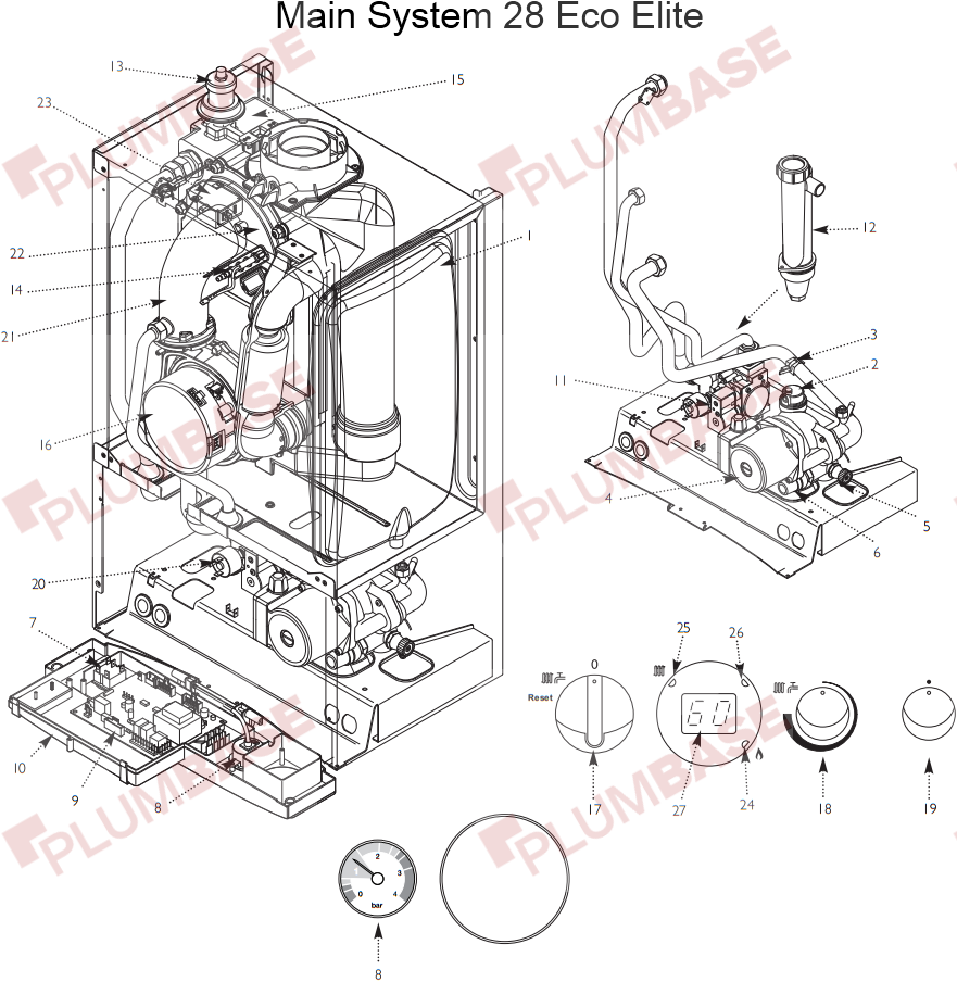 Main System 28 Eco Elite exploded views and parts list