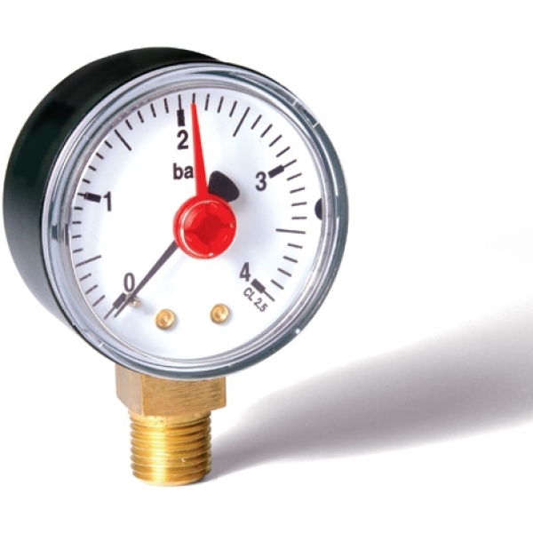 Altecnic Pressure Gauge 0-4 Bar 1/4Inch Centre Back Connection 50Mm Dial Wi-557104
