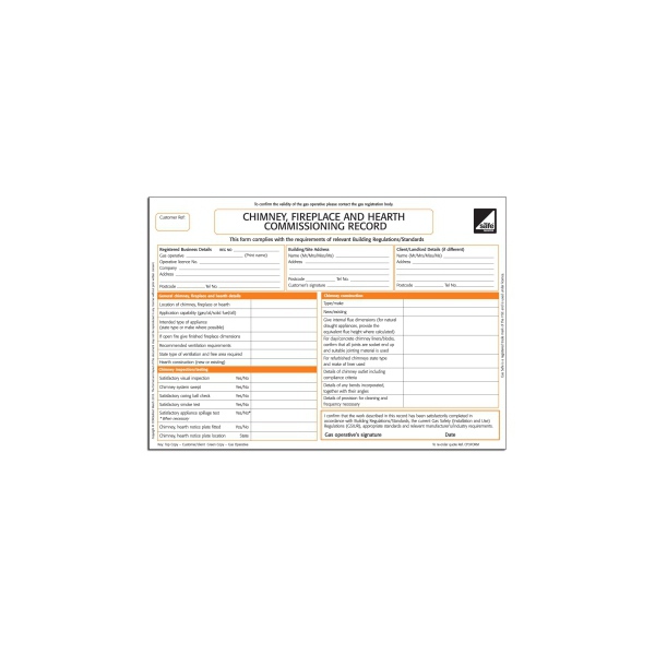 CORGI direct Chimney/Flue/Fireplace and Hearth Commissioning Record - CP3FORM