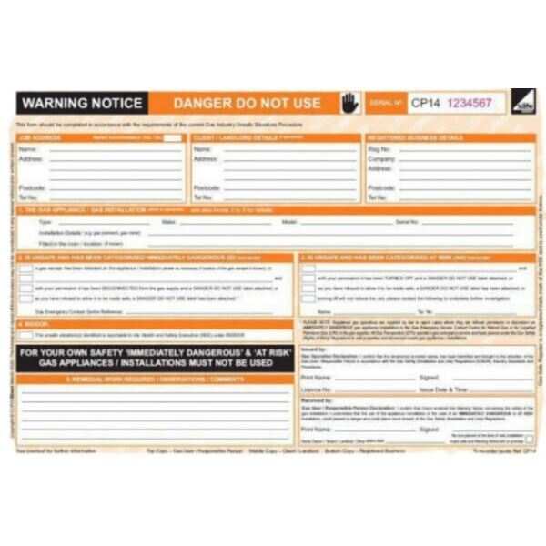 CORGI Direct Cp14 Warning/Advice Notice