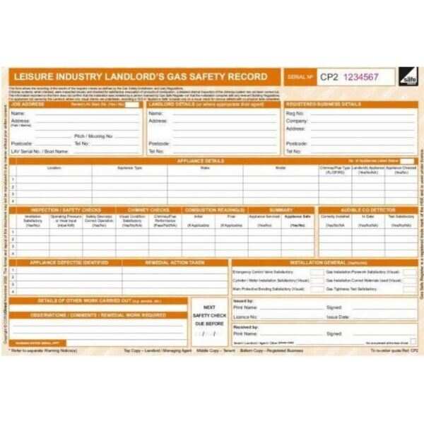 CORGI Direct Cp2 Leisure Ind Landlord Gas Safety Recd