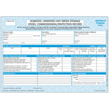CORGI Direct Cp8 Domestic Unvented Hot Water Storage Vessel Commissioning / Inspection Record Pad