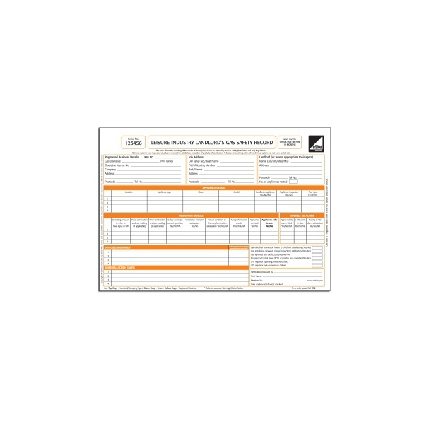 CORGI direct Leisure Industry, Mobile Homes, Caravans & Boats Landlord Gas Safety Record - CP2