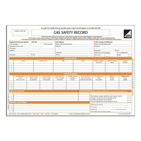 CORGIdirect Gas Safety Record - CP1