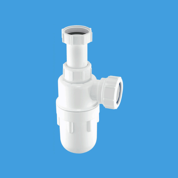 McAlpine 32mm Adjustable Inlet Bottle Trap 75mm Seal White