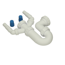 McAlpine 40mm Appliance P-Trap with Twin 135 Degrees Nozzles 75mm Seal White
