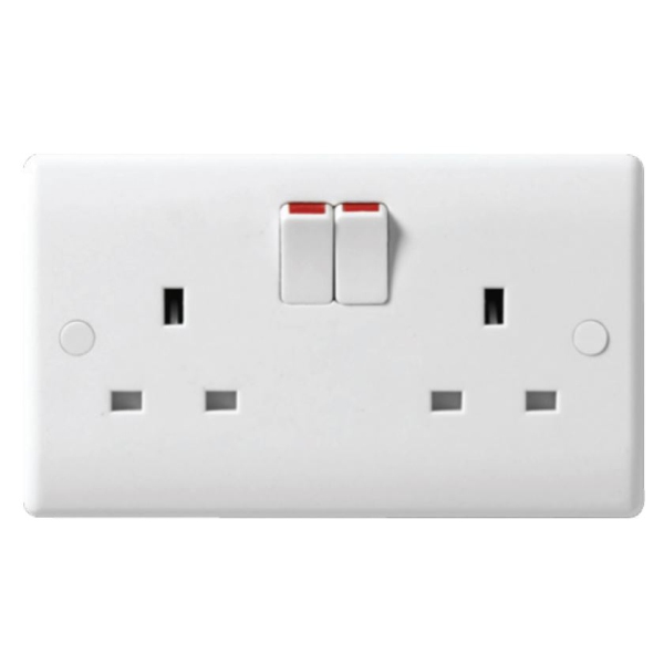 Nexus White 2 Gang 13A Double Pole Switched