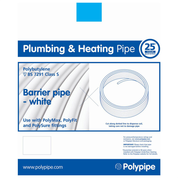 Polypipe Polyfit 10Mm 50M Polybutylene Barrier Coil White Fit5010B