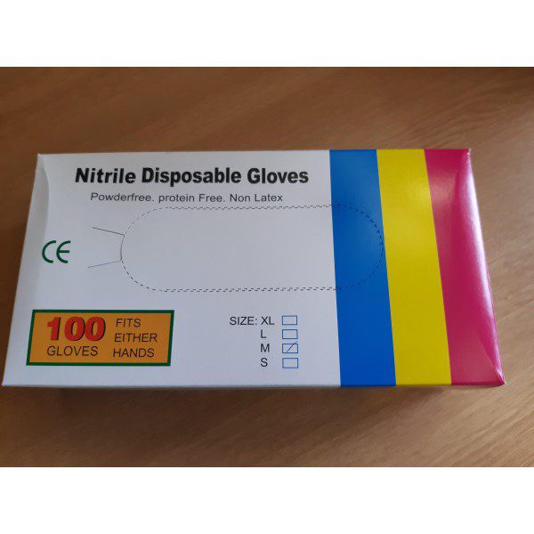 R & M Nitrile Gloves Medium 100 Per Pack S56780