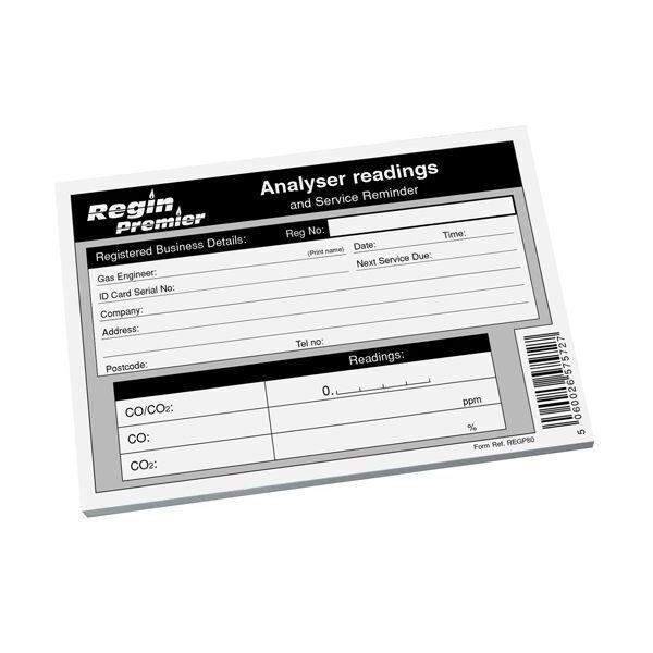 Regin Analyser Readings Record Pad Regp80