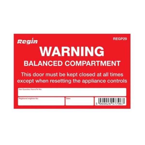Regin Balanced Compartment Warning Label (8) Regp29