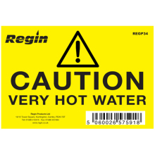 REGIN CAUTION VERY HOT WATER STICKER (8) REGP34
