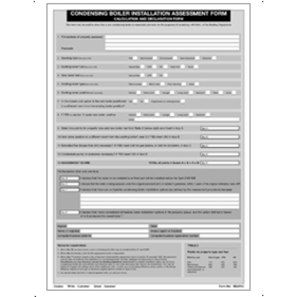 Regin Condensing Boiler Assessment Form REGP63