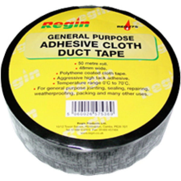 Regin Duct Tape Black 48mm x 50m REGJ75