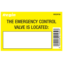 REGIN GAS VALVE LOCATION STICKER (8) REGP39