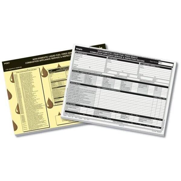 Regin Non-Domestic Oil-Fired Appliance Service And Inspection Pad Regpo21