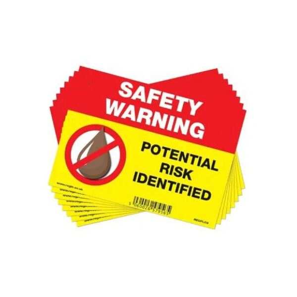 Regin Warning Potential Risk (Liquid Fuel) Sticker/Tag X8 Regpl03