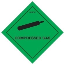 REGP02 COMPRESSED GAS WARNING DIAMOND