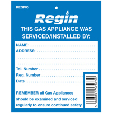 REGP05 GAS APP. SERVICE TAG PK2 D