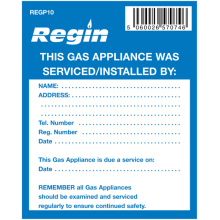 REGP10 GAS APPLIANCE SERVICE STICKER PK8