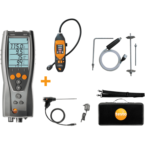 Testo 327 Flue Gas Analyser Standard Kit with Leak Detector & CPA 1 Kit