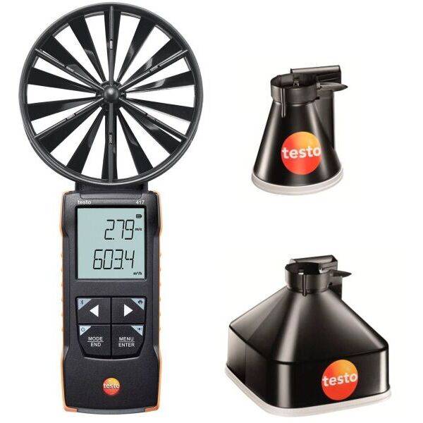 Testo 417 Kit 1 Vane Anemometer Incl Measurement Funnels 0563 1417