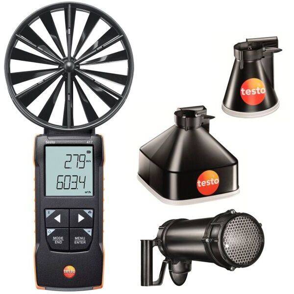 Testo 417 Kit 2 Vane Anemometer Incl Measuring Funnels And Flow Straightener 0563 2417