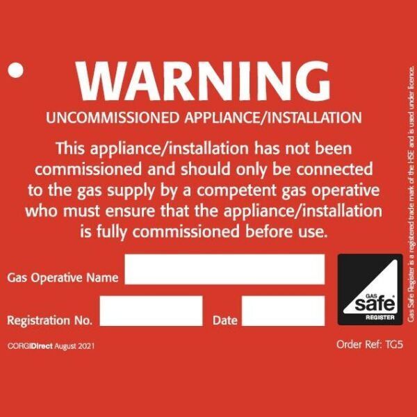 Tie-on Uncommissioned Appliance Labels / Tags TG5