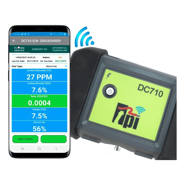 TPI DC710 Flue Gas Analyser + FREE TPI 50 Volt Stick